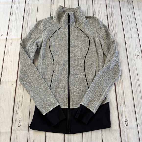 lululemon athletica Jackets & Blazers - Lululemon Nice Asana  Heathered Herringbone Zip Jacket Size 8 Activewear